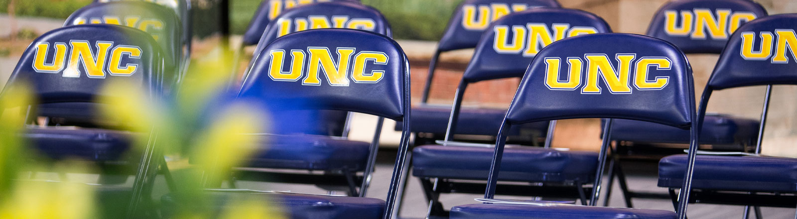 Photo of UNC logo chairs at graduation