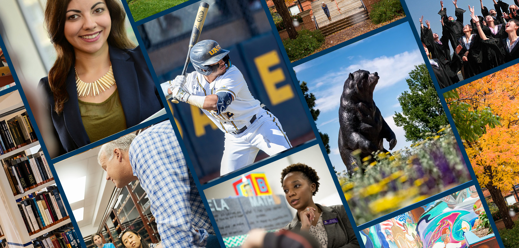 Collage of UNC faculty, students and campus sites.