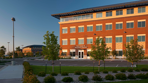 External view of front entrance of UNC Loveland Center at Centerra.
