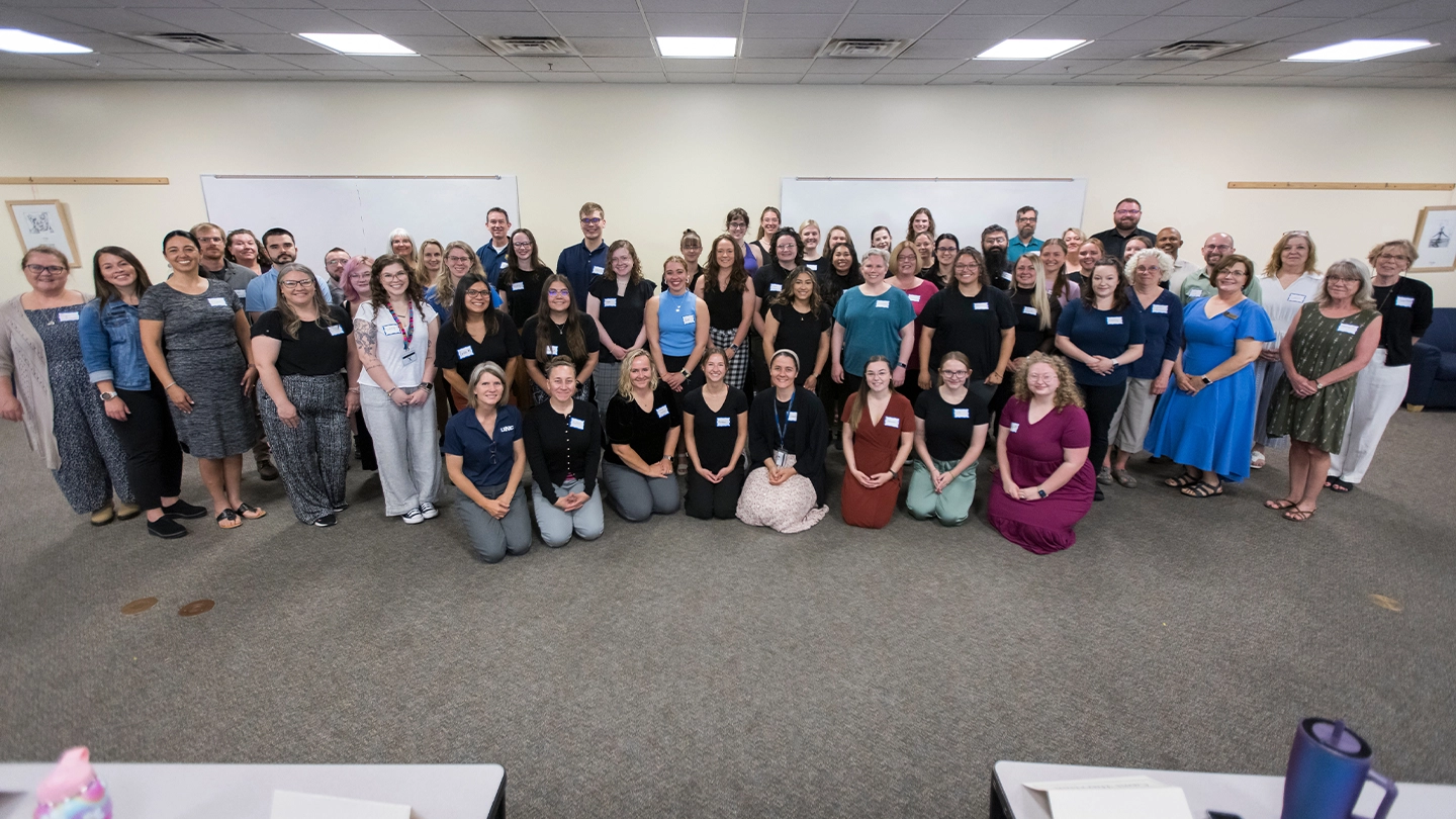 Group photo of UNC ASL English Interpretation students, faculty and staff.