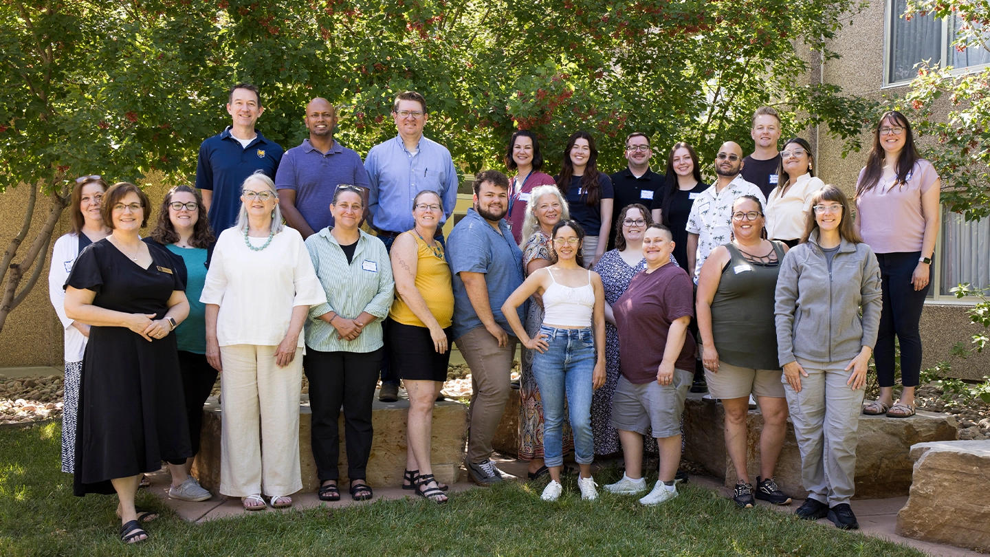 Group photo of Teaching ASL master's students, faculty and staff.