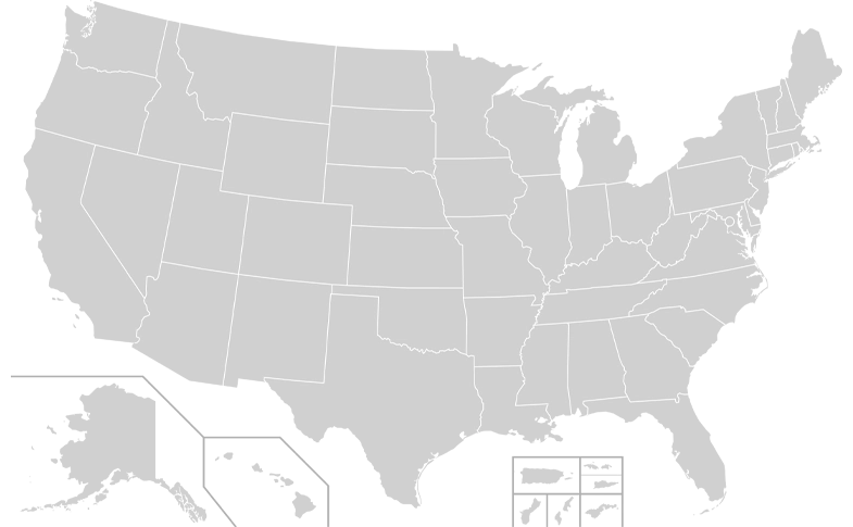 Map of the United States and all of its territories
