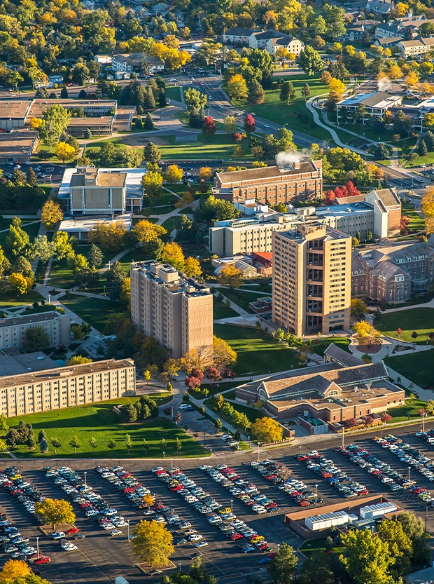 Aerial view of West part of UNC main campus.