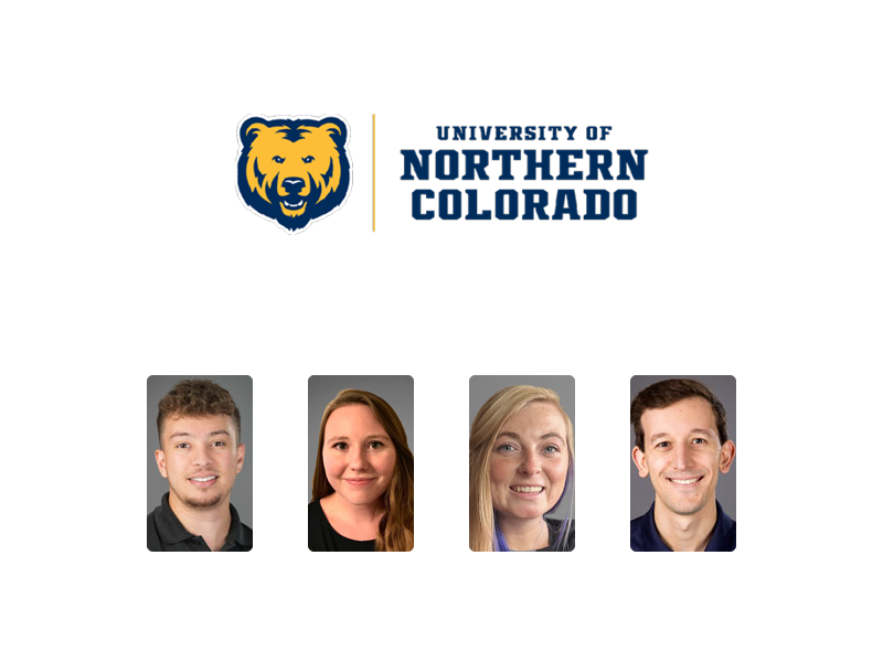 Faces of our four Enrollment Counselors and a UNC logo