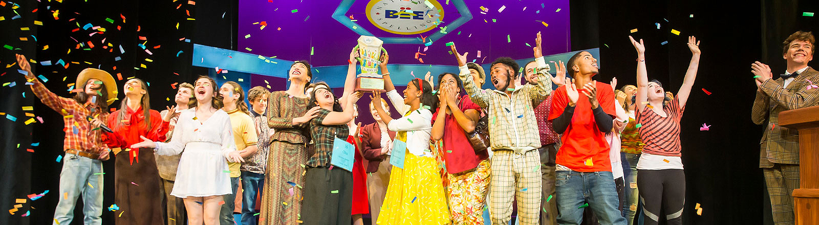 Photo of performers presenting Spelling Bee
